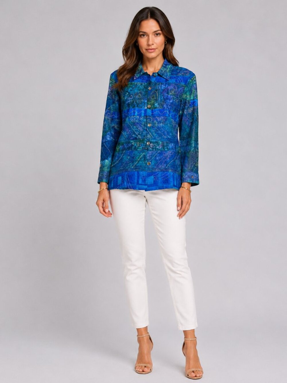 Chico's Silk Embroidered Glamcore Jacket Size 1 EUC